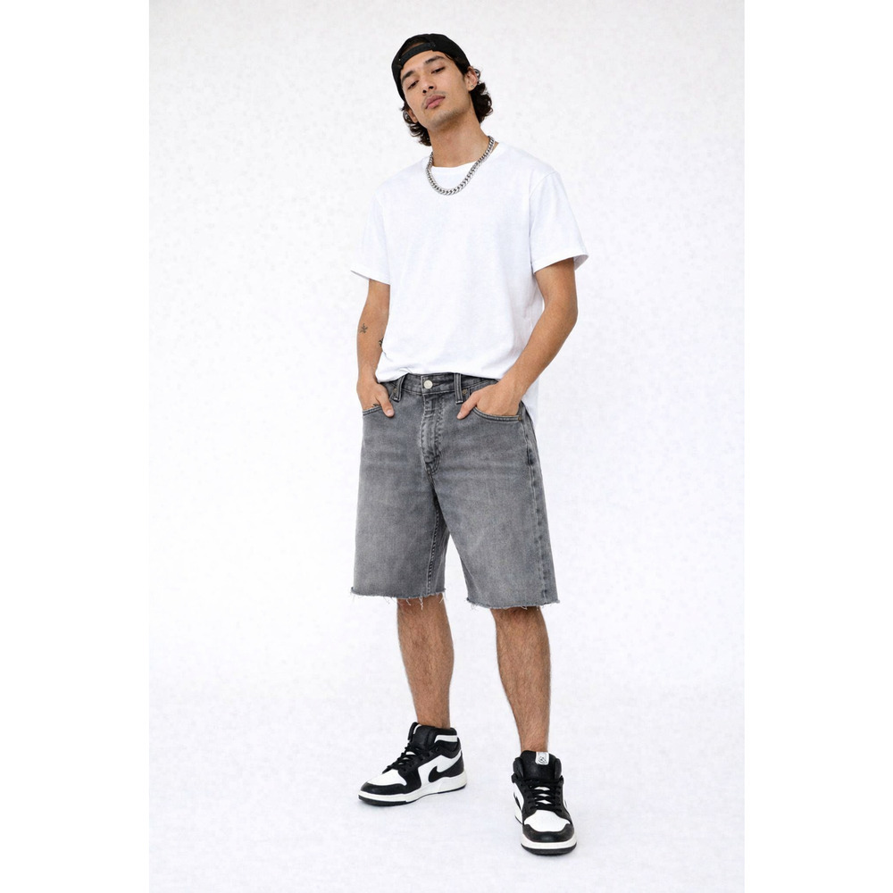 Levis 569 Loose Straight Cutoff Denim Shorts Gray W32 Raw Hem Y2K Skater